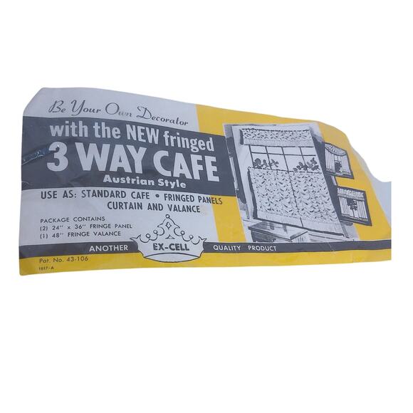 Vintage Ex Cell 3 Way Cafe Austrian Style Yellow Fringe Curtains Set of 3 READ - Picture 3 of 7